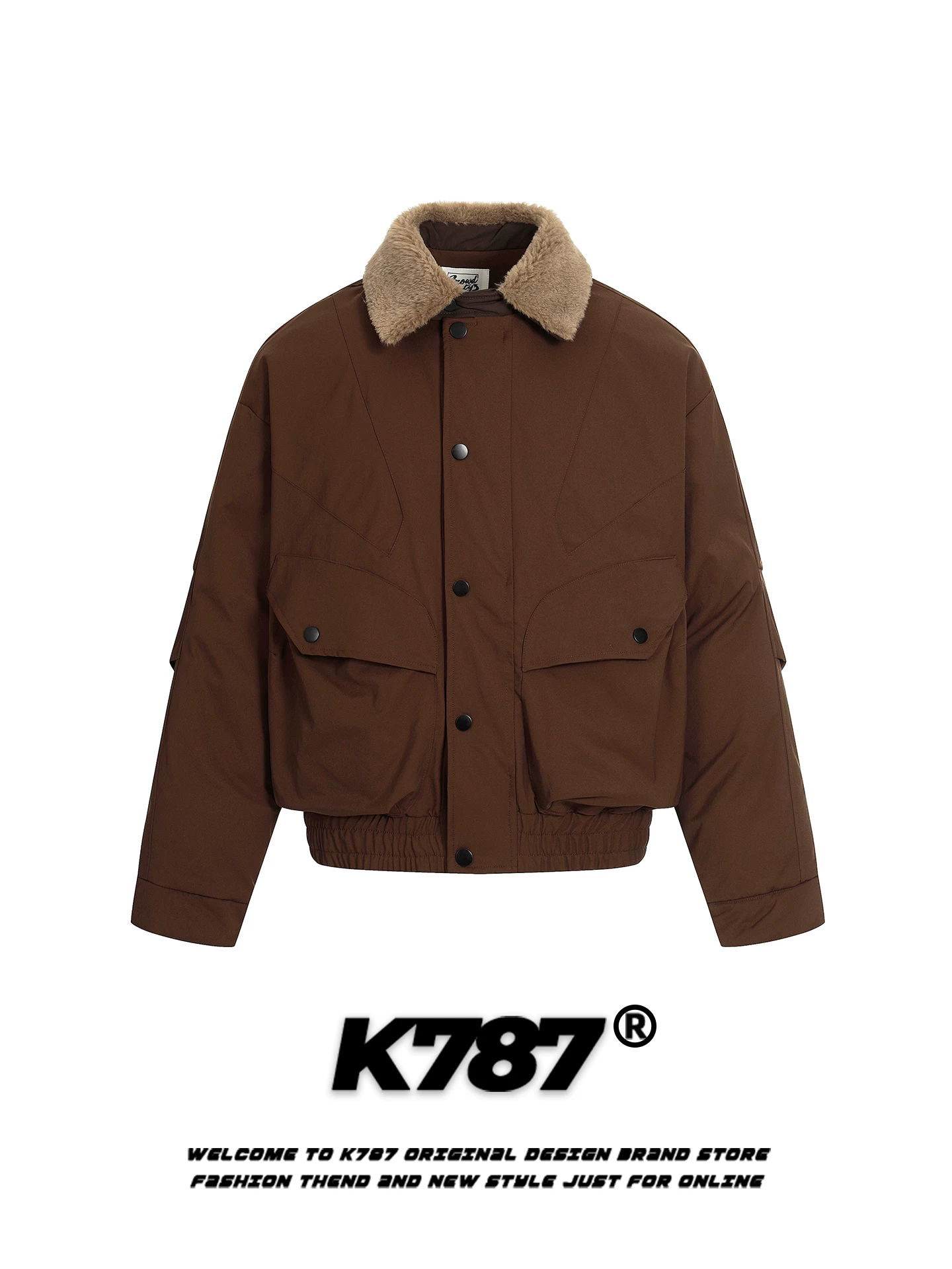 Áo khoác len cừu cổ điển kiểu Mỹ K787, chất liệu cotton, dành cho nam và nữ, dáng rộng, ấm áp và dày dặn, chất liệu cotton sạch sẽ, thích hợp cho mùa đông.