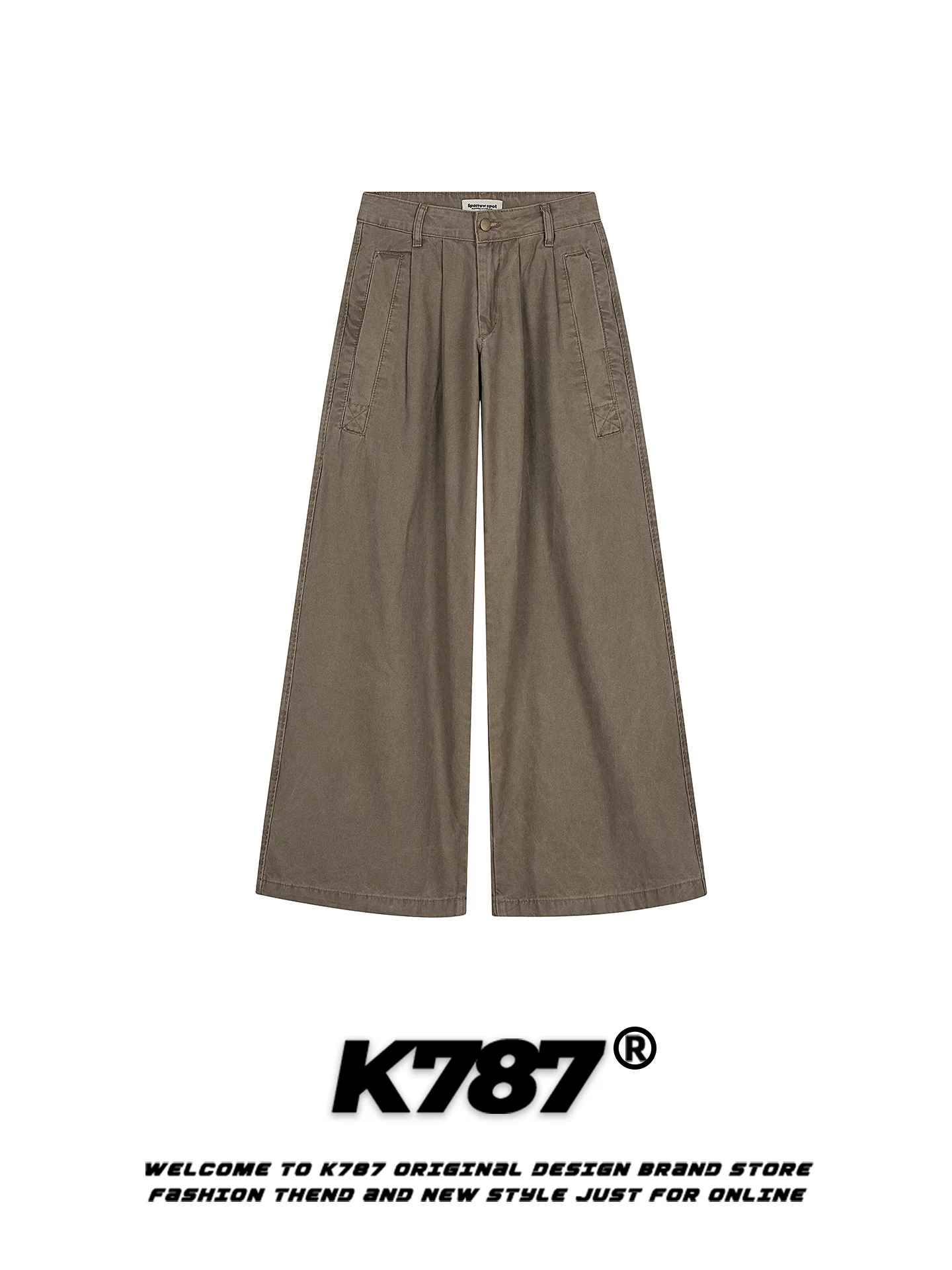 Quần cargo unisex K787 kiểu Mỹ cổ điển, màu trơn, chất liệu dày dặn, dáng xuông rộng, cạp cao, dài chấm đất, đa năng.