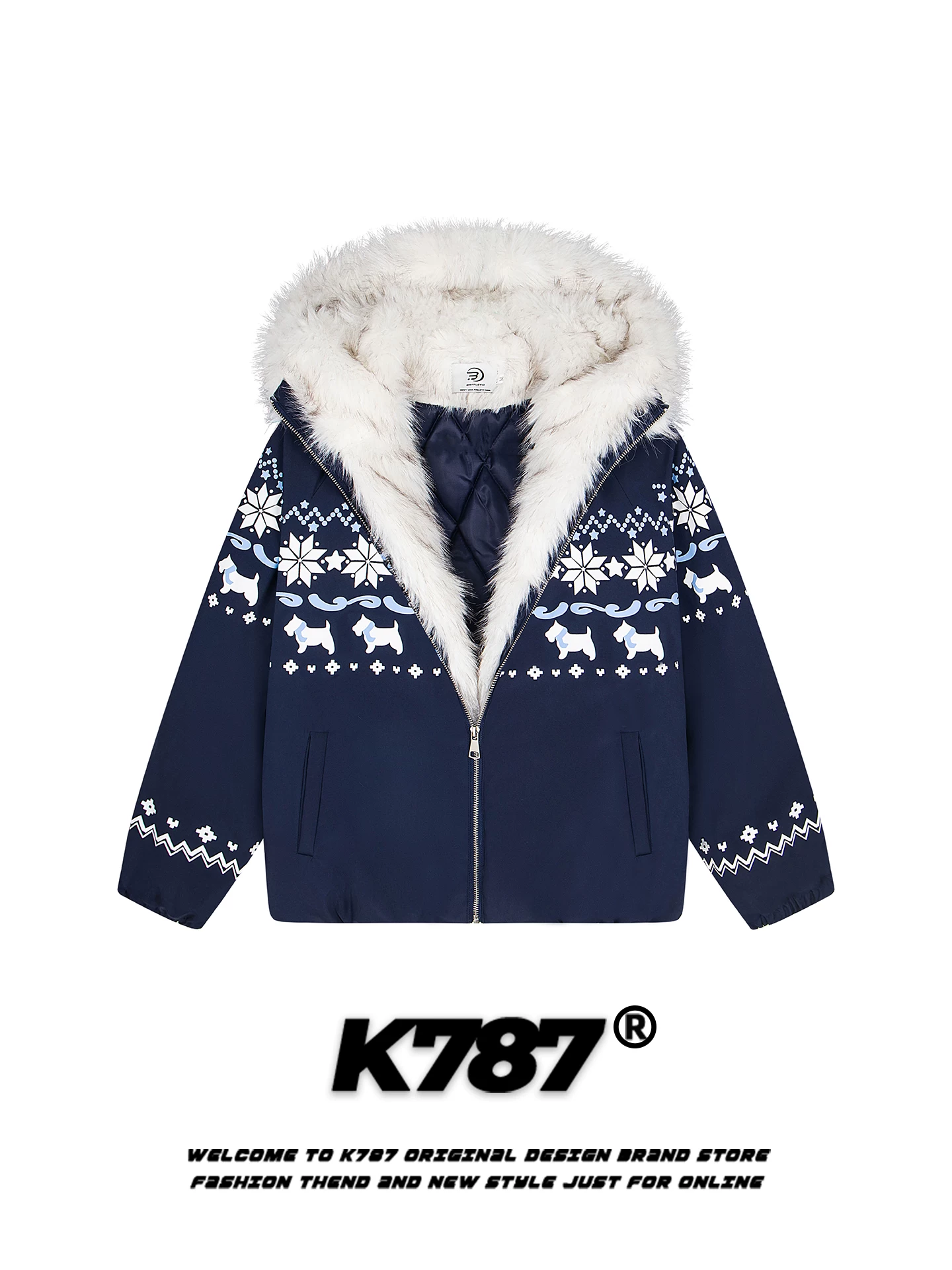 Áo khoác cotton có mũ trùm đầu kiểu cổ điển Mỹ K787 dành cho nam và nữ, ấm áp và dày dặn, phong cách lười biếng, áo khoác cotton thương hiệu hợp thời trang dành cho mùa đông.
