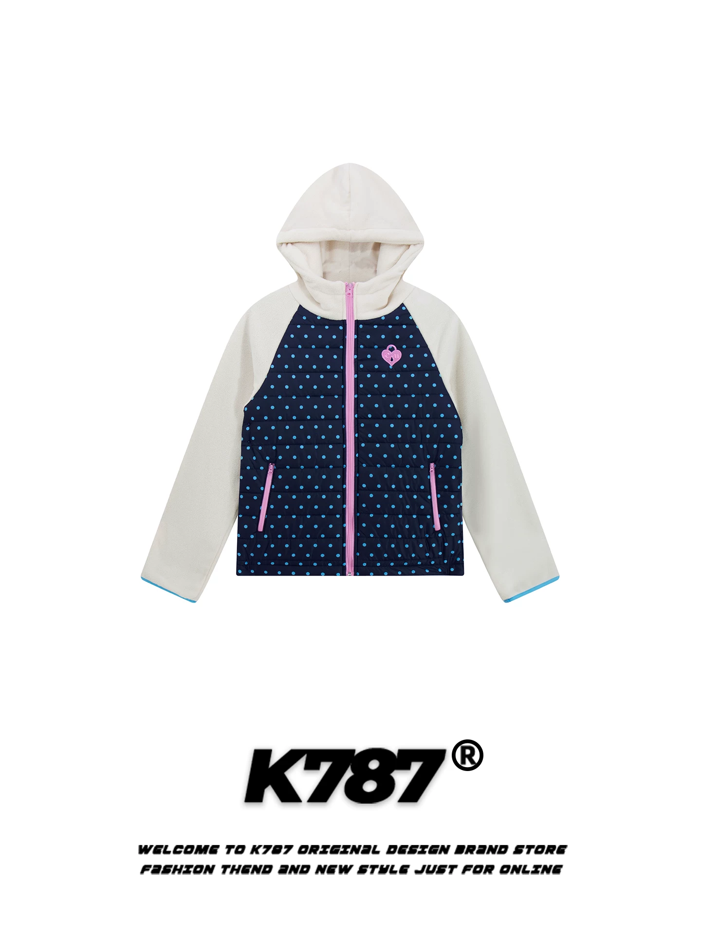 Áo khoác cotton có mũ trùm đầu kiểu Mỹ cổ điển K787, họa tiết chấm bi phối màu, kiểu dáng ôm sát, rộng rãi, ấm áp, dành cho nam và nữ, thích hợp làm áo đôi mùa đông.