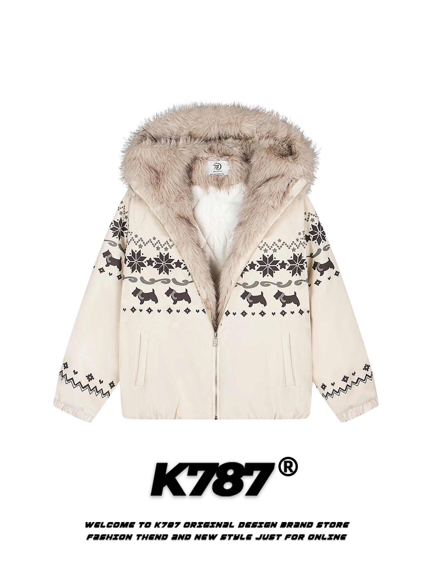 Áo khoác cotton có mũ trùm đầu kiểu cổ điển Mỹ K787 dành cho nam và nữ, ấm áp và dày dặn, phong cách lười biếng, áo khoác cotton thương hiệu hợp thời trang dành cho mùa đông.