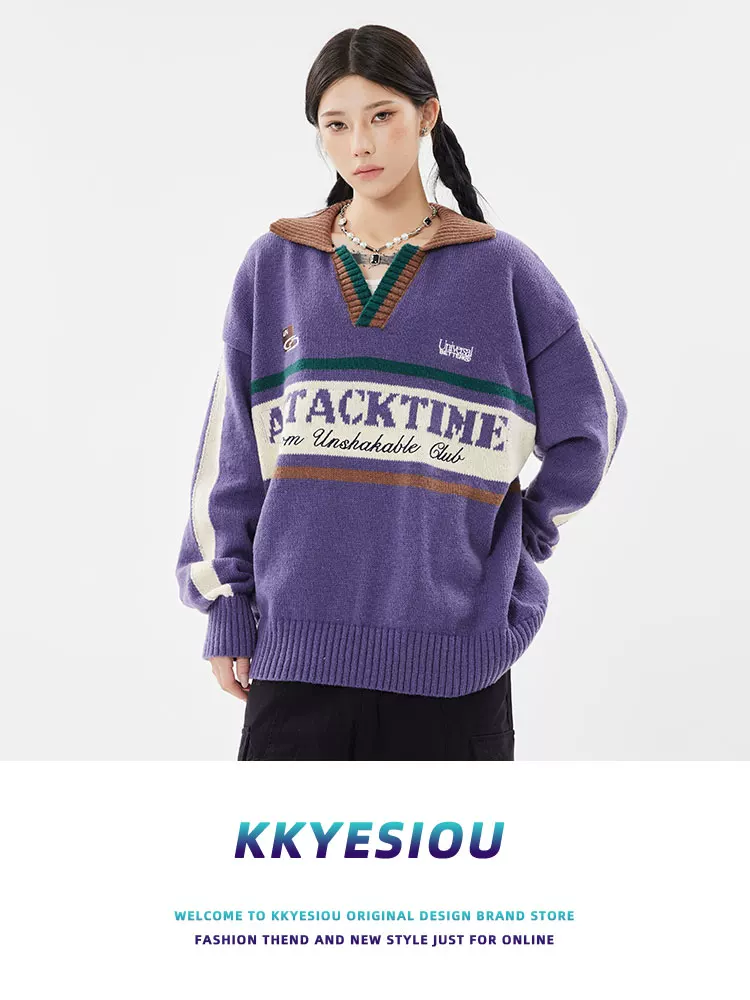 Áo polo thể thao tay raglan kiểu dáng thời trang của thương hiệu KKyesiou kiểu Mỹ, có cổ bẻ, áo len unisex, áo nỉ đa năng dành cho sinh viên.