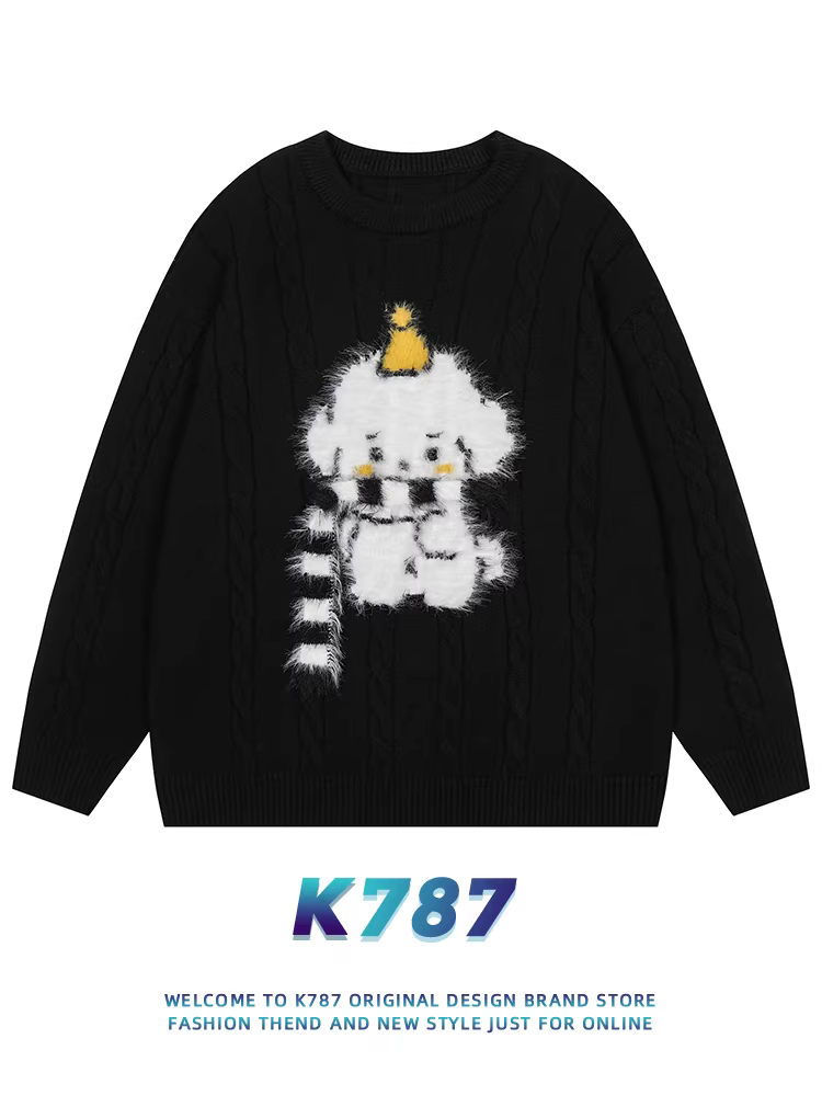 Áo len chui đầu kiểu Mỹ cổ điển K787 dành cho nam và nữ, dáng rộng, phong cách đường phố, đa năng, áo đôi