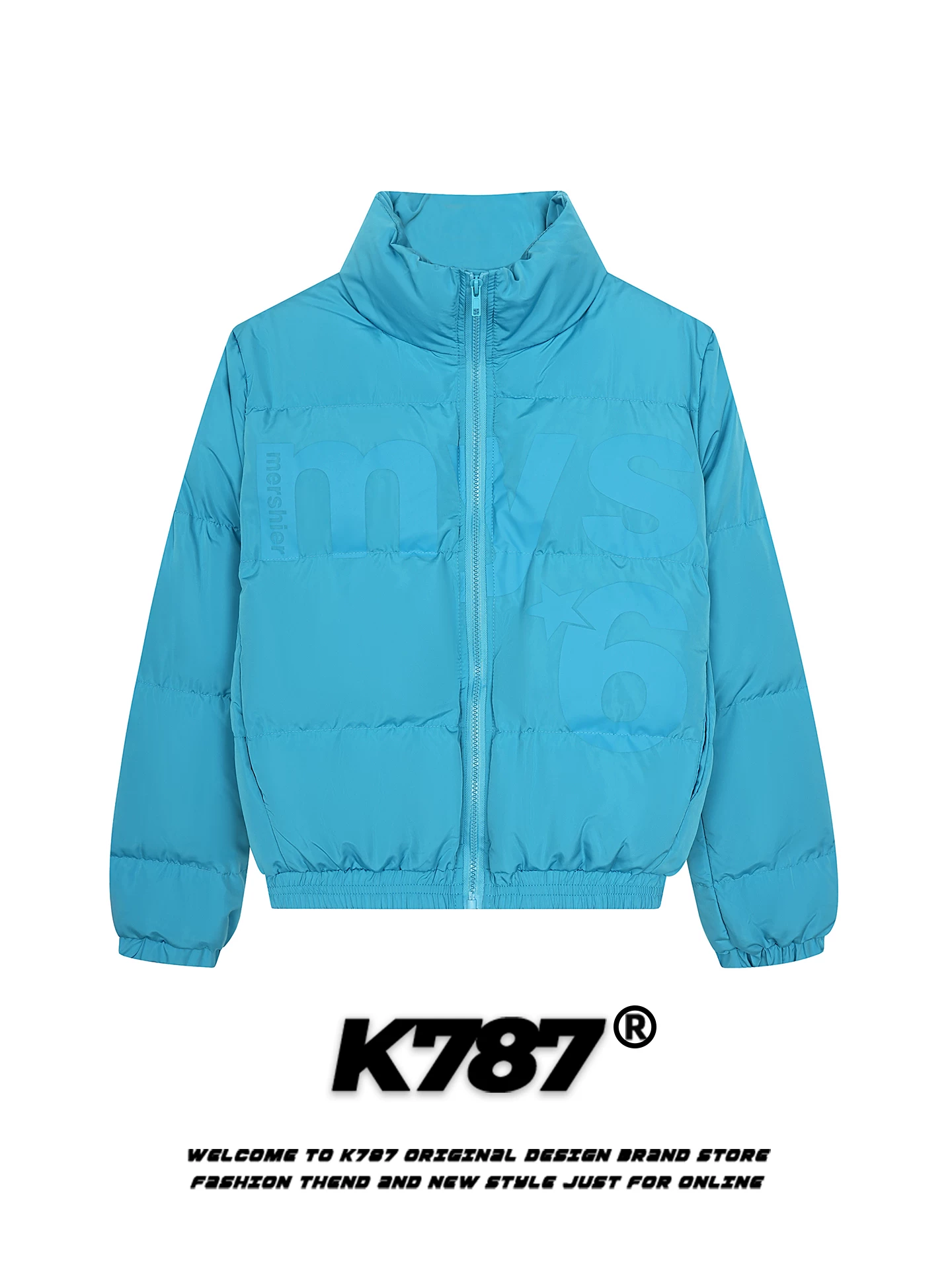 Áo khoác có cổ đứng màu hồng in chữ cổ điển kiểu Mỹ K787 dành cho nữ, áo khoác cotton dành cho cặp đôi, giảm tuổi tác, chần bông, ấm áp.