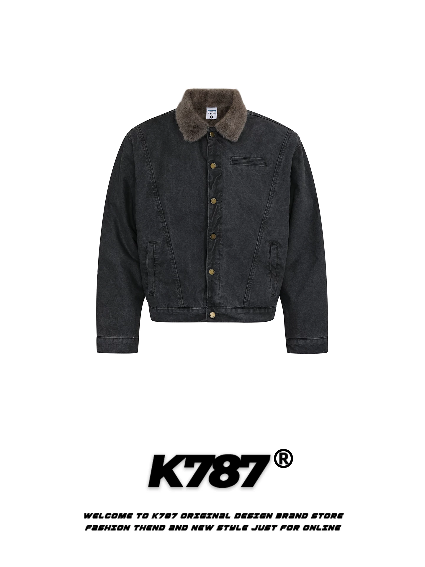 Áo khoác cotton dày cổ lông cổ điển Mỹ K787 dành cho nam và nữ, áo khoác denim dày kiểu phi công MA1