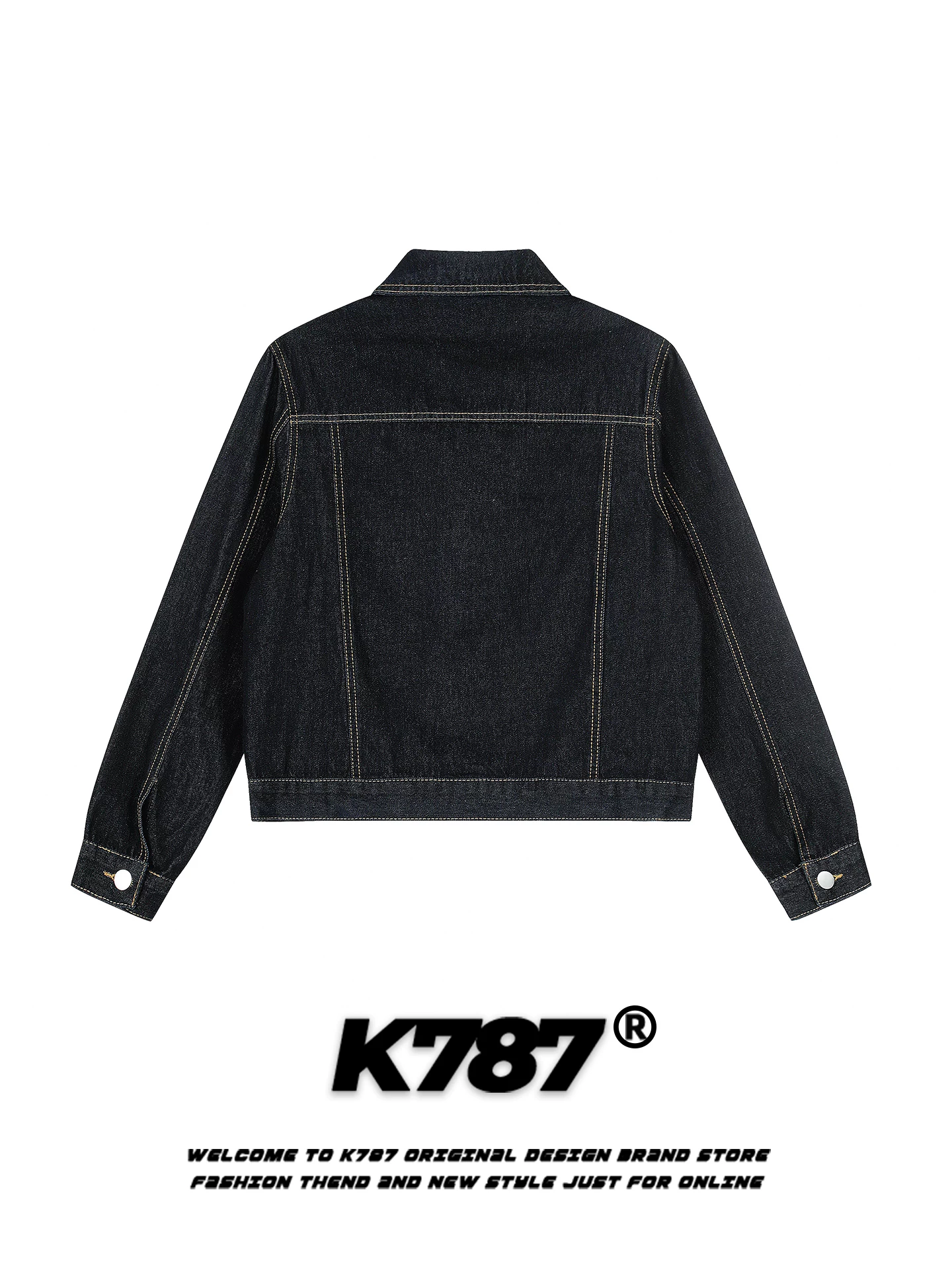 Áo khoác denim cổ điển kiểu Mỹ K787, chất liệu denim đã qua xử lý, dáng rộng, phong cách casual, thiết kế phá cách, thời thượng, dành cho nam và nữ, áo đôi.