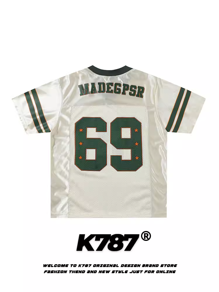 K787 Áo thể thao cổ điển kiểu Mỹ unisex blokecore đường phố đa năng áo thun ngắn tay dáng rộng