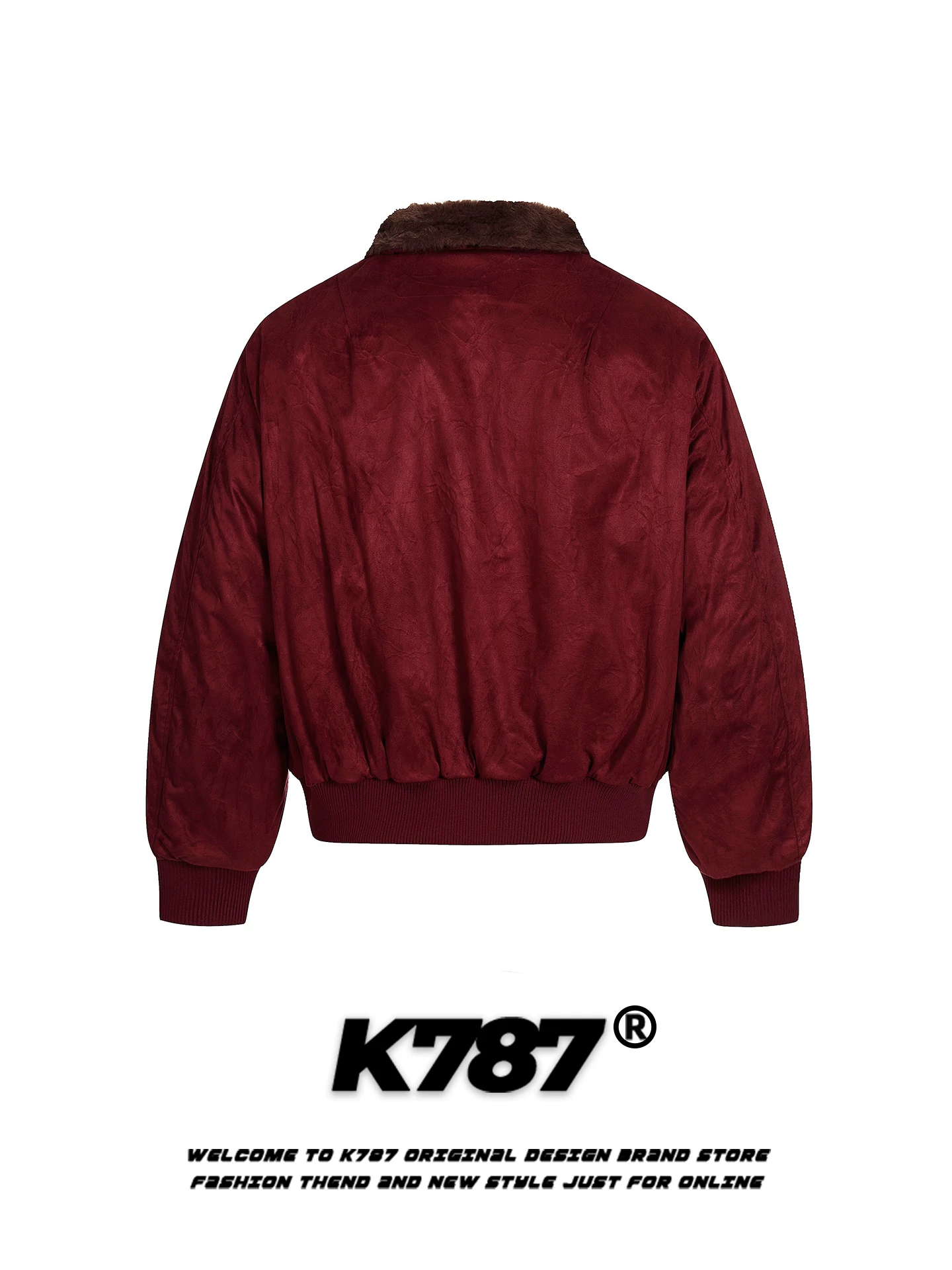 Áo khoác cotton cổ điển kiểu Mỹ K787 dành cho nam và nữ, áo khoác cotton dày màu đỏ rượu vang mùa đông ấm áp dành cho cặp đôi