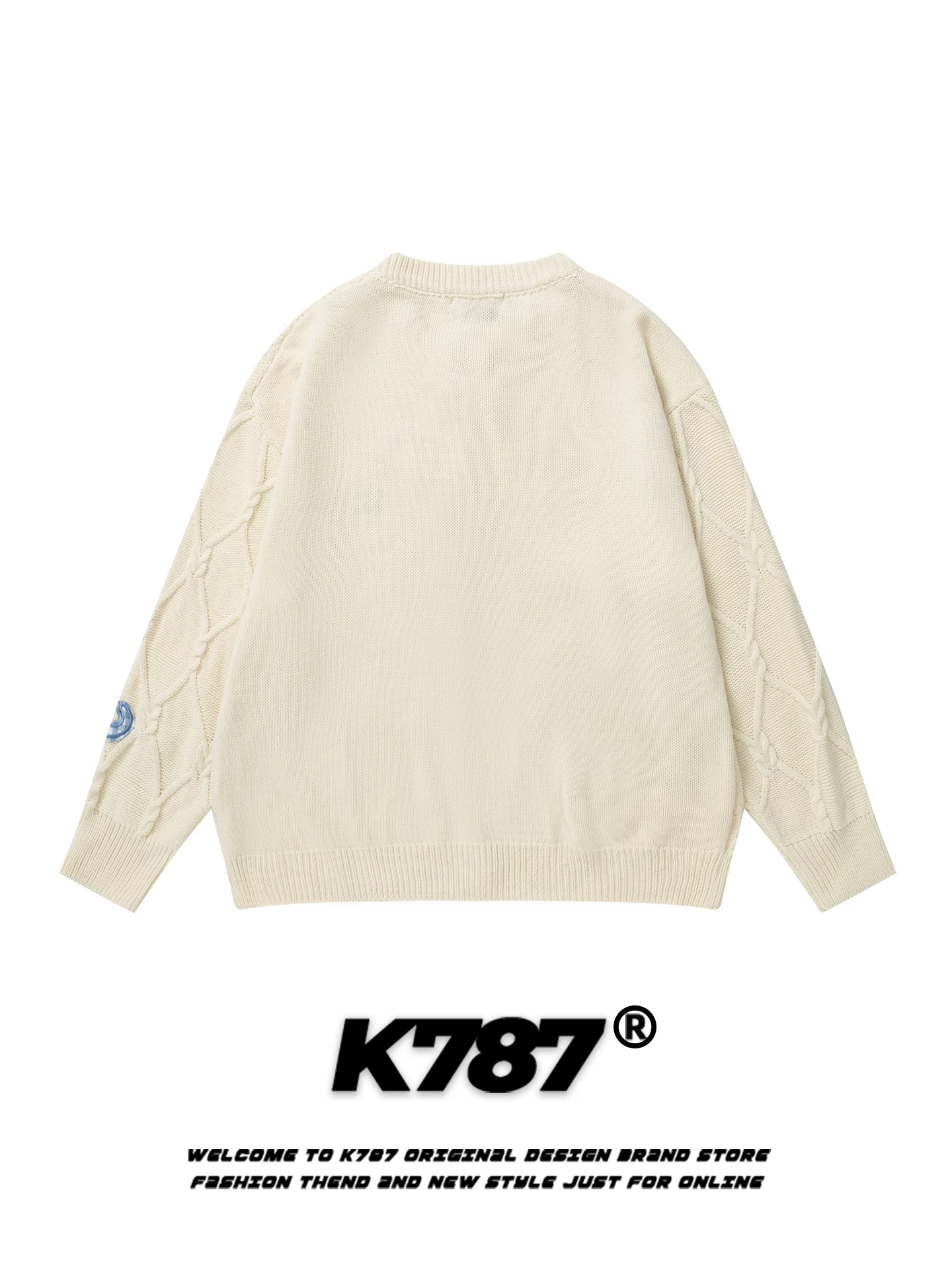 Áo len cardigan thêu hình quả táo cổ điển kiểu Mỹ K787 dành cho nam và nữ, kiểu dáng rộng rãi, thoải mái, phong cách lười biếng, chất liệu len ngắn cho mùa thu.
