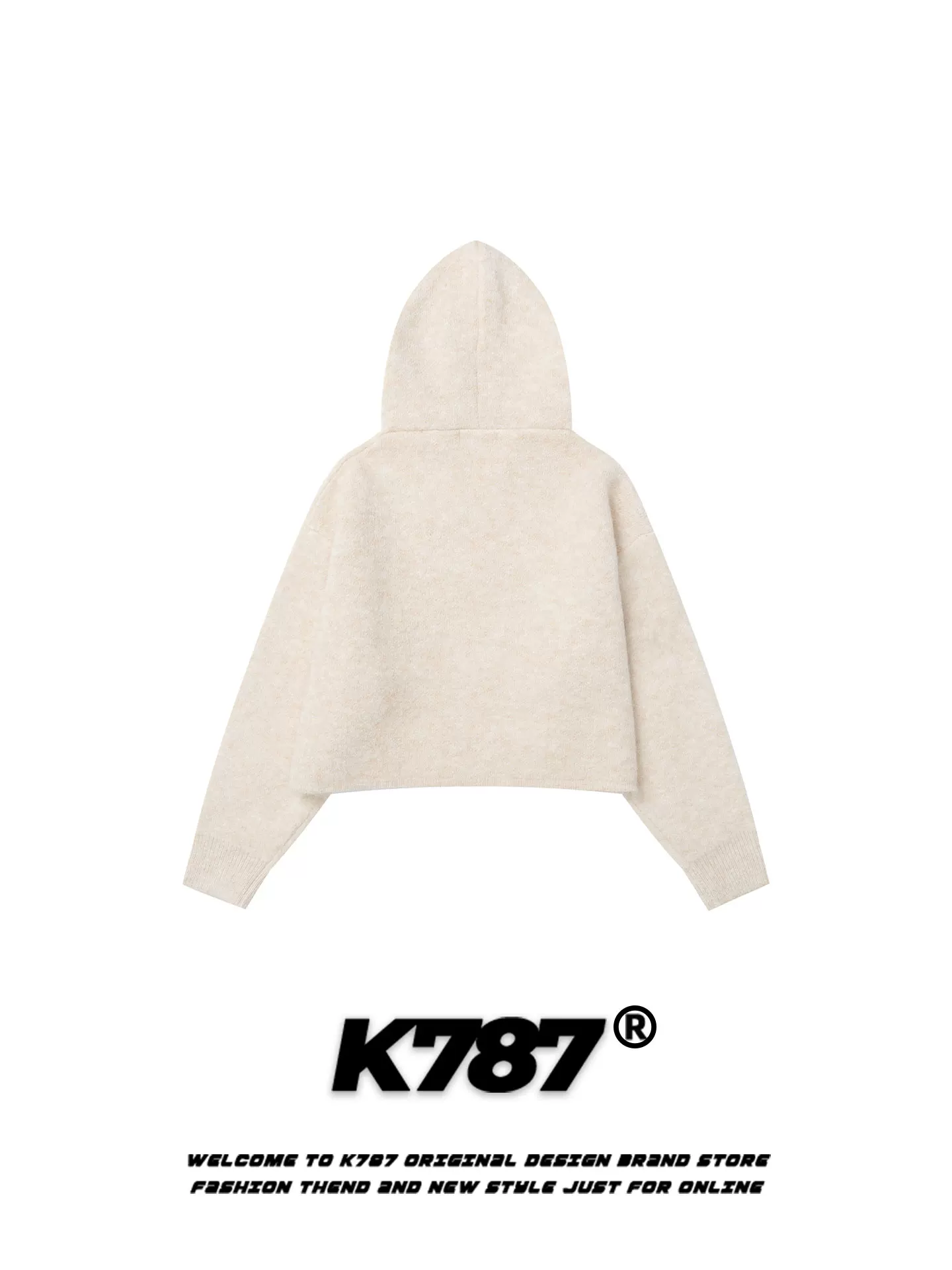 Áo khoác hoodie nữ K787 kiểu Mỹ cổ điển, chất liệu jacquard, dáng rộng, phong cách ngắn gọn, dễ thương, phong cách lười biếng.