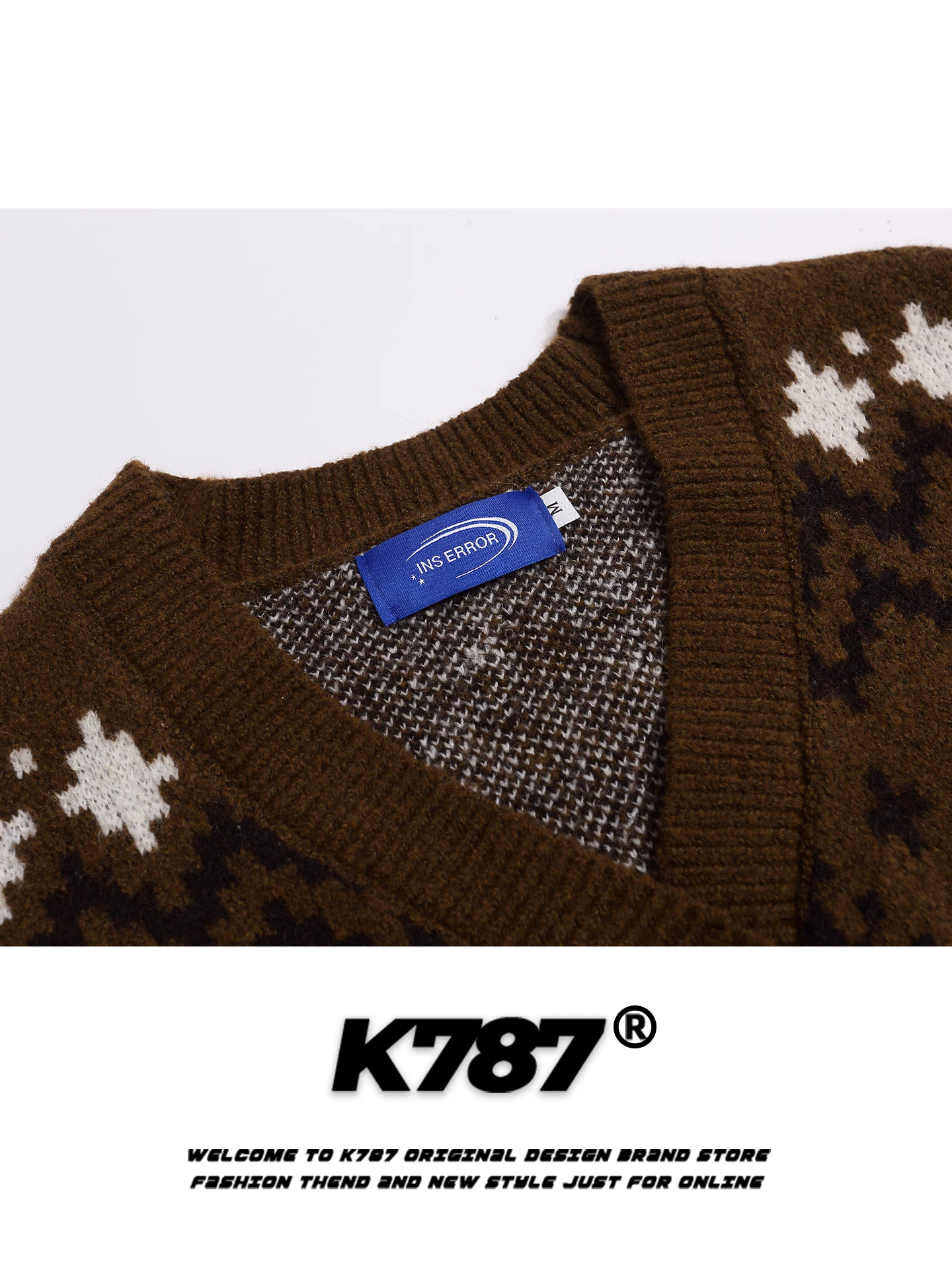 Áo len cardigan cổ chữ V kiểu Mỹ cổ điển dễ thương K787 dành cho nữ, mềm mại và trẻ trung, áo khoác dệt kim phối màu dành cho cặp đôi