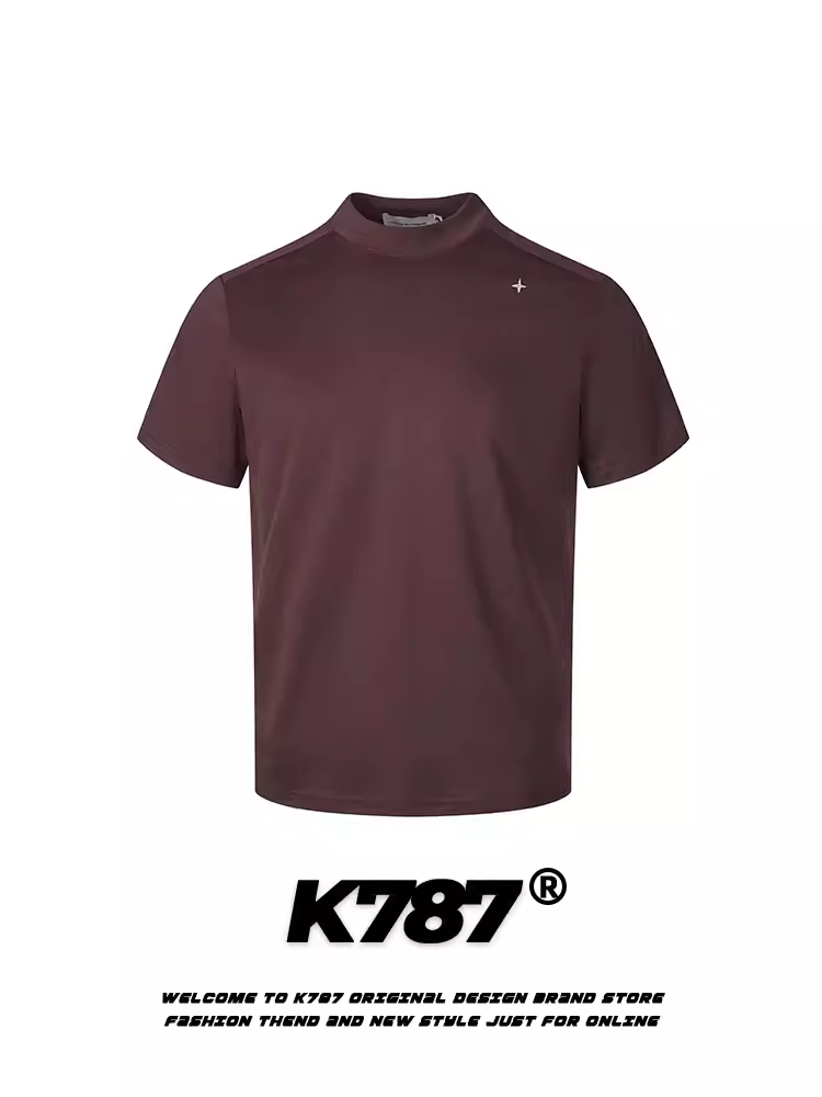 K787 Áo thun ngắn tay thêu chữ thập đơn giản theo phong cách retro của Mỹ dành cho nam và nữ, áo trễ vai dáng rộng thông thường kiểu dáng đơn giản