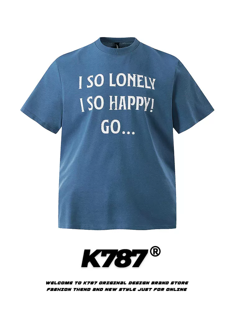 K787 Áo thun ngắn tay kiểu dáng cổ điển kiểu Mỹ cleanfit unisex đường phố giản dị đa năng áo thun ngắn tay vừa vặn
