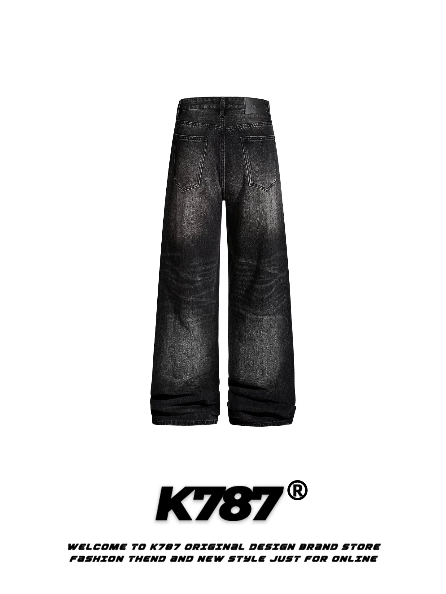 Quần jeans K787 kiểu Mỹ cổ điển, xước, phai màu dành cho nam và nữ, cạp cao, phong cách đường phố, tôn dáng, quần ống đứng/thẳng rộng, kiểu thường ngày