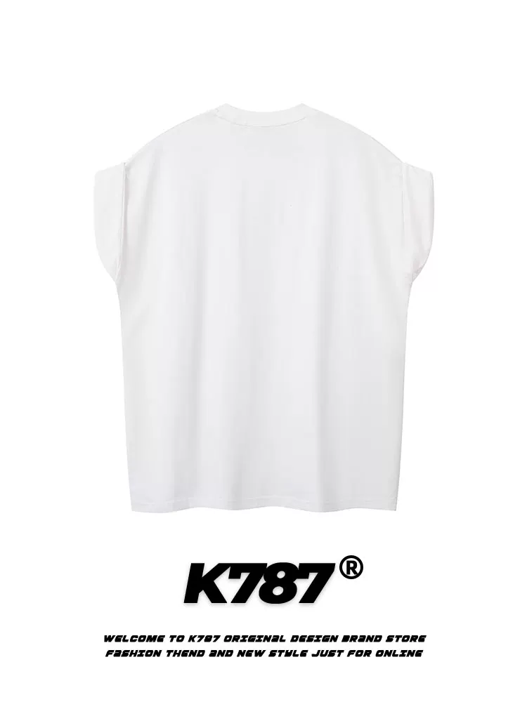 K787 Áo vest in chữ cổ điển kiểu Mỹ unisex thể thao đa năng áo lót không tay áo thun rộng rãi đa năng