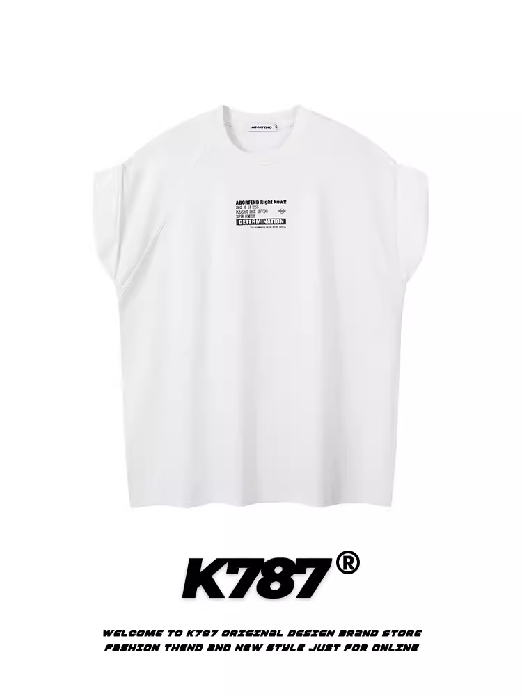 K787 Áo vest in chữ cổ điển kiểu Mỹ unisex thể thao đa năng áo lót không tay áo thun rộng rãi đa năng