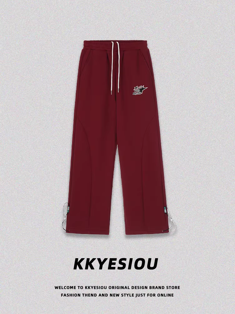 Quần thể thao kiểu Mỹ KKyesiou phong cách retro giản dị dành cho nam và nữ, quần ống đứng đa năng phong cách hip-hop đường phố, thể thao, khiêu vũ