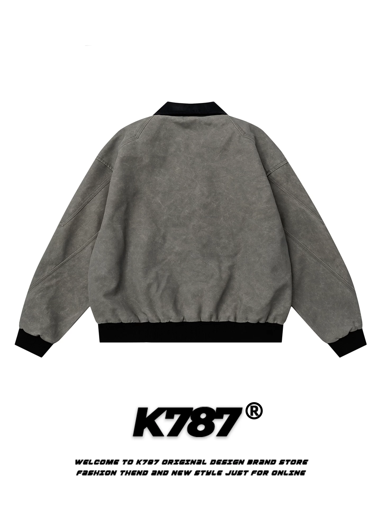 Áo khoác bomber ngắn dáng rộng nhiều túi phối màu phong cách retro Mỹ K787 unisex thời trang thương hiệu cao cấp có khóa kéo