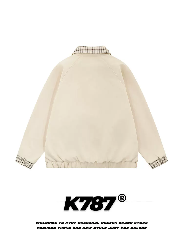 Áo khoác kiểu Mỹ cổ điển K787 dành cho nam và nữ, kiểu dáng rộng rãi, đa năng, phong cách cổ điển, áo khoác bóng chày dành cho cặp đôi