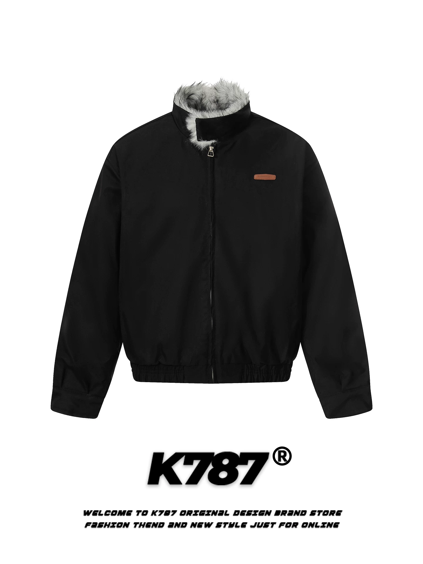 Áo khoác cotton cổ đứng kiểu retro Mỹ K787 dành cho nam và nữ, dáng rộng, áo khoác cotton phong cách đường phố hợp thời trang mùa thu đông