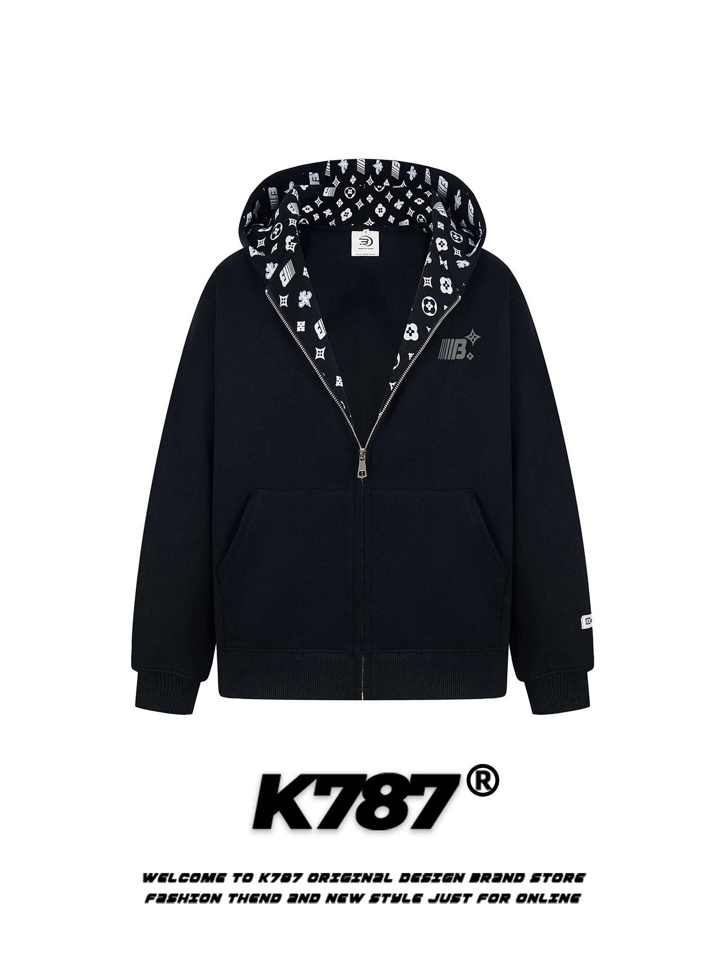 Áo khoác cardigan có mũ in chữ cổ điển Mỹ K787 dành cho nam và nữ, áo khoác hoodie cặp đôi thời trang, rộng rãi, thoải mái, phong cách thương hiệu.