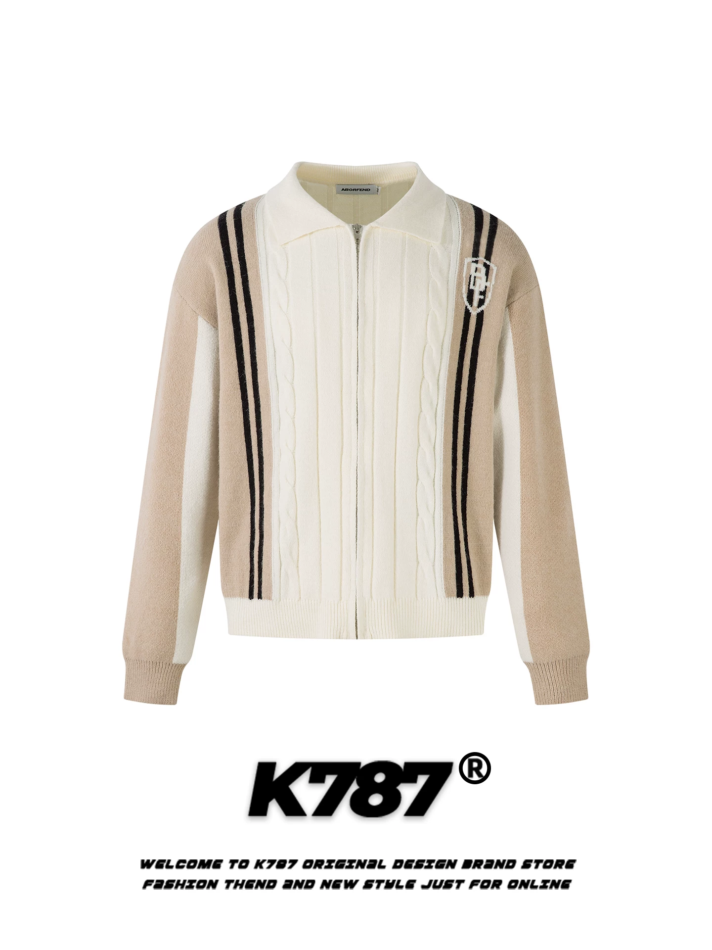 Áo len cardigan phối màu retro kiểu Mỹ K787 dành cho nam và nữ, áo khoác dệt kim dáng rộng, phong cách giản dị, hợp thời trang, dành cho cặp đôi, mùa thu