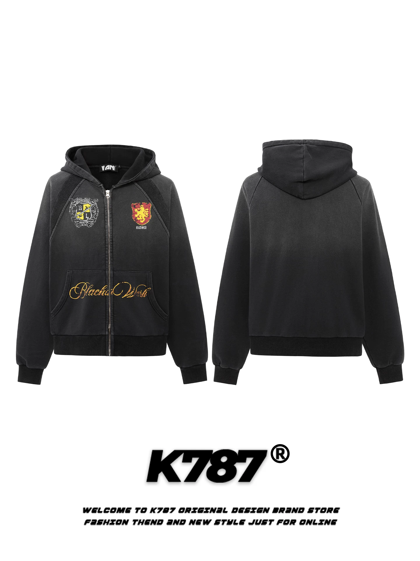 Áo khoác cardigan có mũ in hình phong cách đường phố Mỹ K787 dành cho nam và nữ, áo khoác hoodie cặp đôi thời trang, rộng rãi, thoải mái, thương hiệu hợp xu hướng