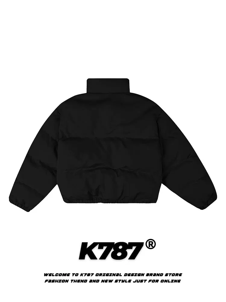 Áo khoác cotton ngắn dày có đệm in chữ cổ điển kiểu Mỹ K787 dành cho nam và nữ, áo khoác cotton kiểu dáng chức năng dành cho cặp đôi.
