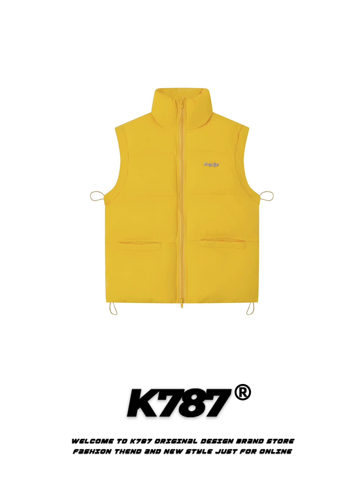 Áo gile cotton dày giữ ấm cổ đứng màu trơn kiểu Mỹ cổ điển K787 dành cho nữ, áo gile không tay phối lớp dày dặn kiểu cặp đôi, áo khoác ngắn