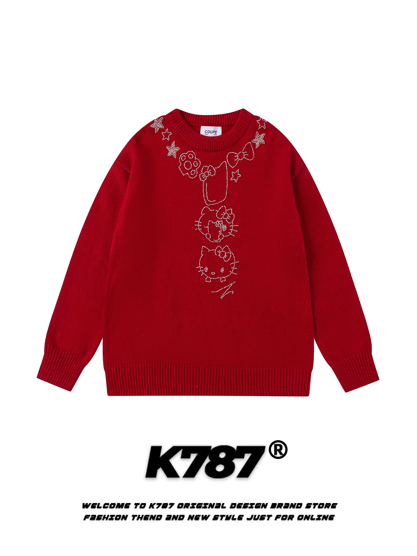 Áo len cổ tròn kiểu Nhật K787 dễ thương dành cho nữ, phong cách lười biếng, áo khoác dệt kim giảm béo và trẻ hóa