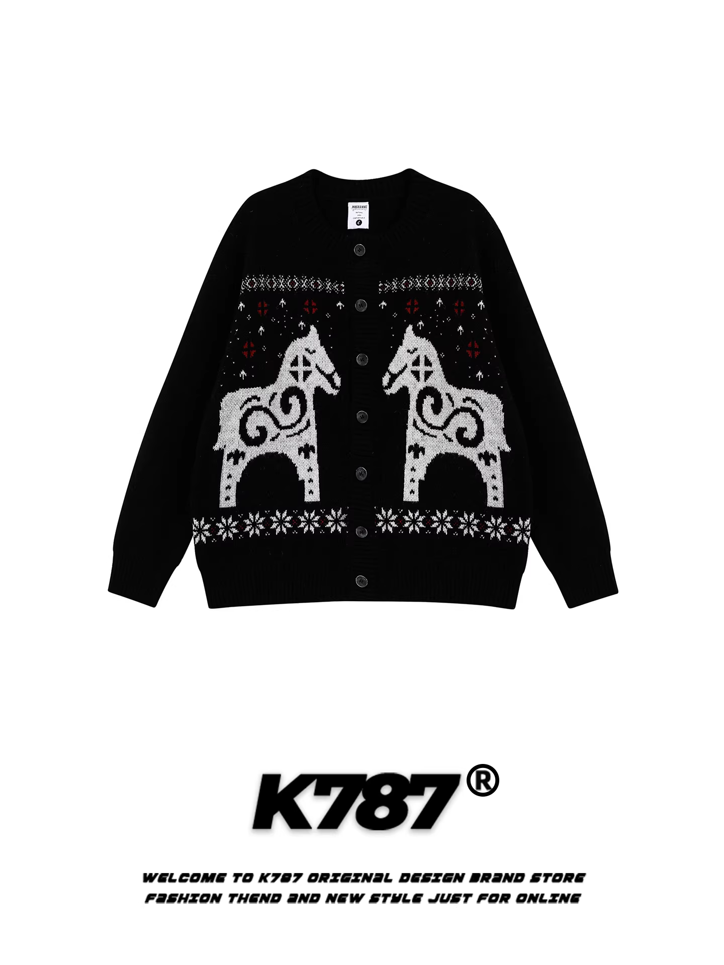 Áo len dệt kim kiểu cổ điển Mỹ K787 dành cho nam và nữ, áo khoác len thiết kế cổ điển dành cho cặp đôi