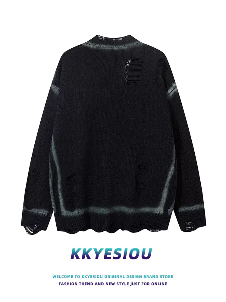 Áo khoác cardigan dệt kim phong cách retro Mỹ, kiểu dáng thời thượng, được phun sơn tạo hiệu ứng cũ kỹ, unisex, phong cách sinh viên, áo khoác cặp đôi.