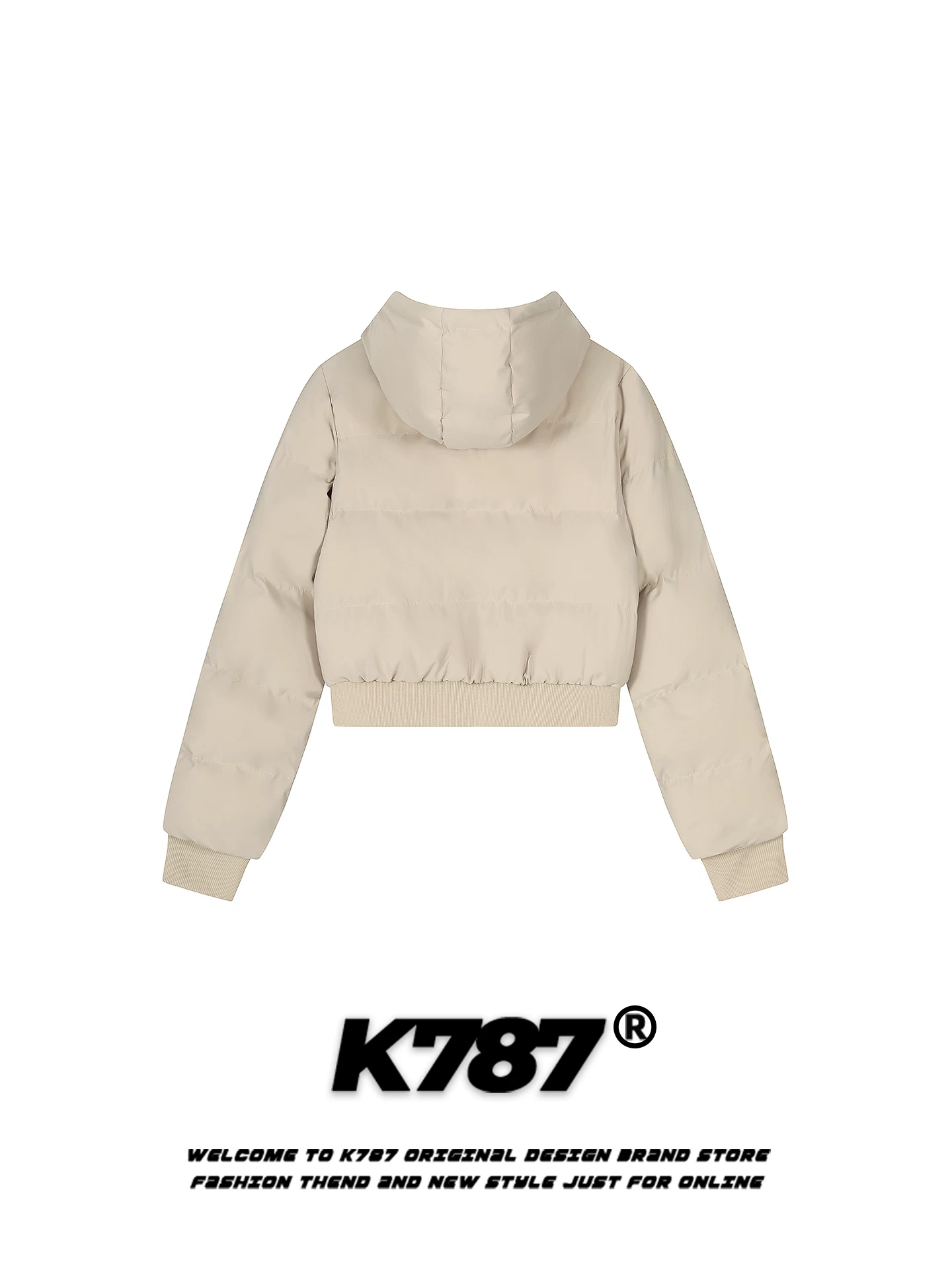 Áo khoác cotton có mũ trùm đầu thêu hình ngôi sao cổ điển kiểu Mỹ K787 dành cho nữ, áo khoác cotton ngắn dày dặn ấm áp phong cách đại học mùa đông.