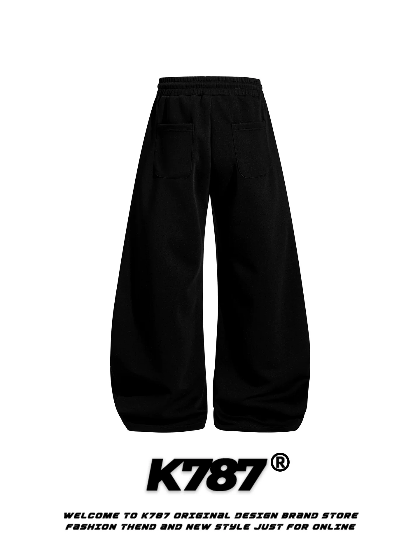 Quần ống rộng unisex kiểu Mỹ cổ điển in hình sao K787, dáng rộng, phong cách đường phố, thể thao, có dây rút, chất liệu thoải mái