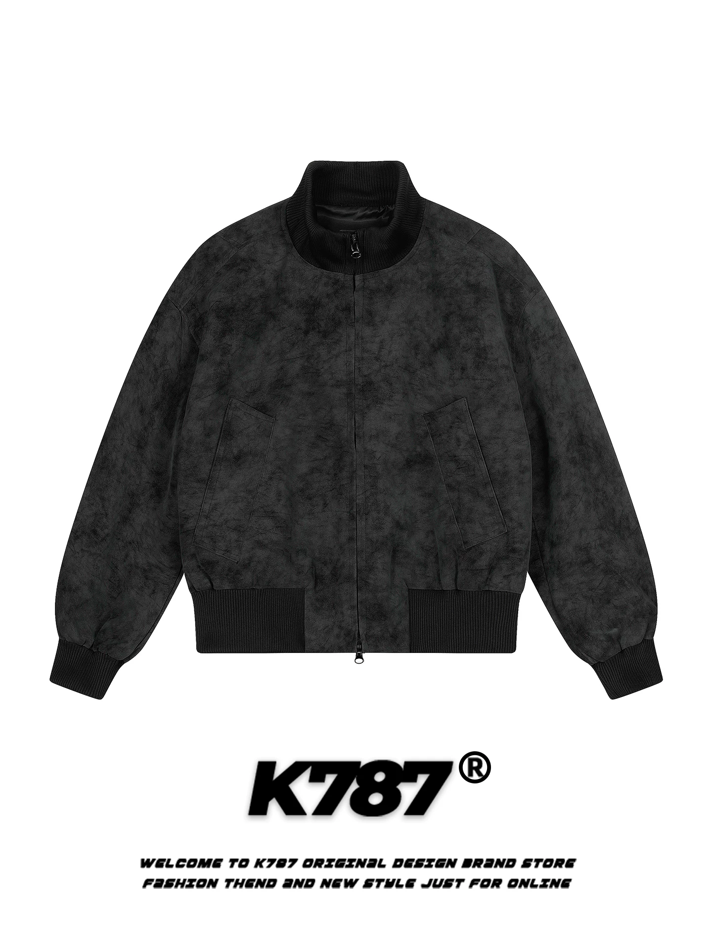 【Koala Cùng Phong Cách】K787 Áo khoác cổ đứng Cleanfit phong cách đường phố Mỹ Áo khoác nam da PU kiểu phi công dành cho cặp đôi