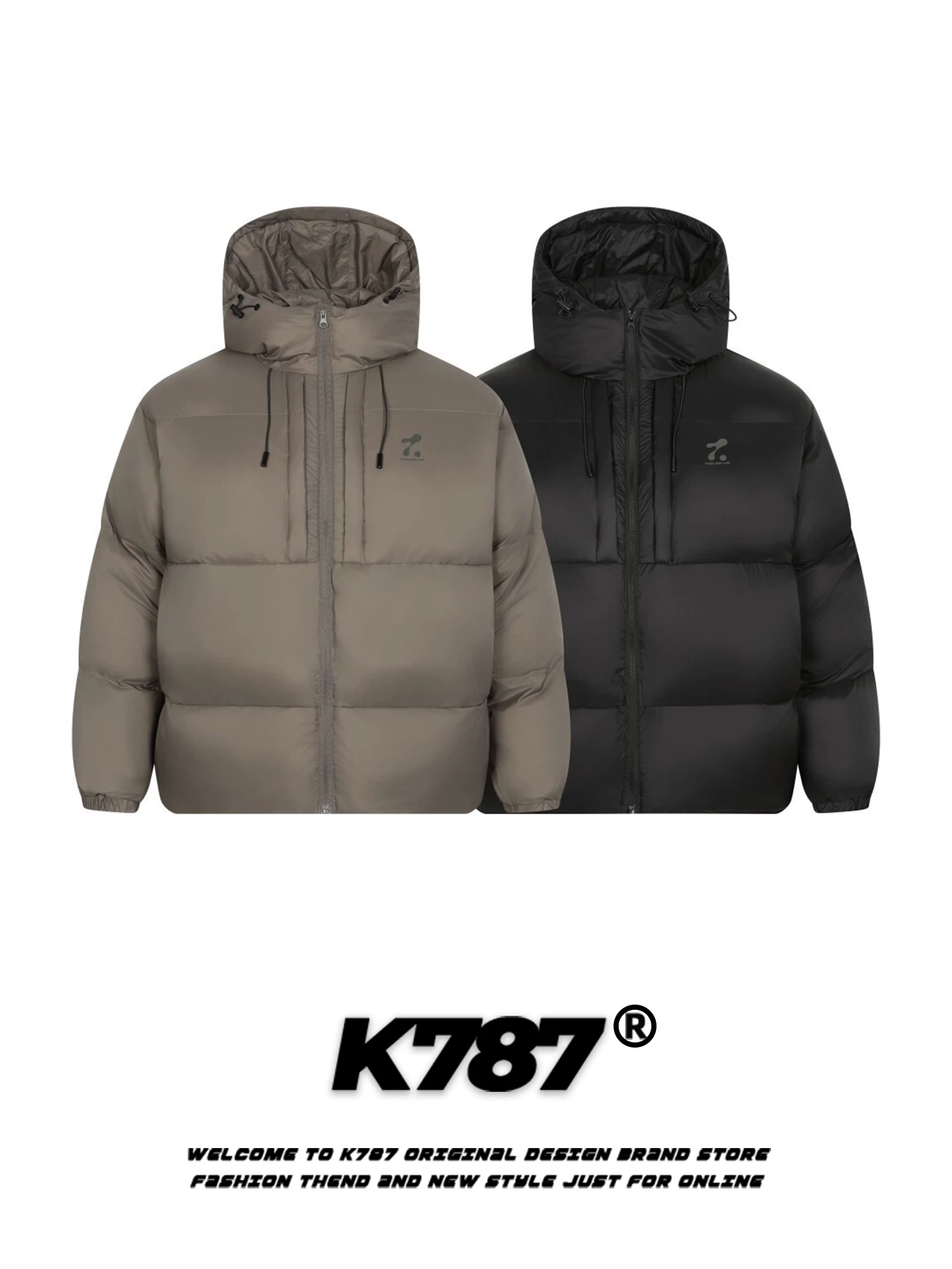 Áo khoác cotton có mũ kiểu Mỹ cổ điển K787 dành cho nam và nữ, dày dặn và ấm áp, áo khoác phao cặp đôi mùa đông 2025.