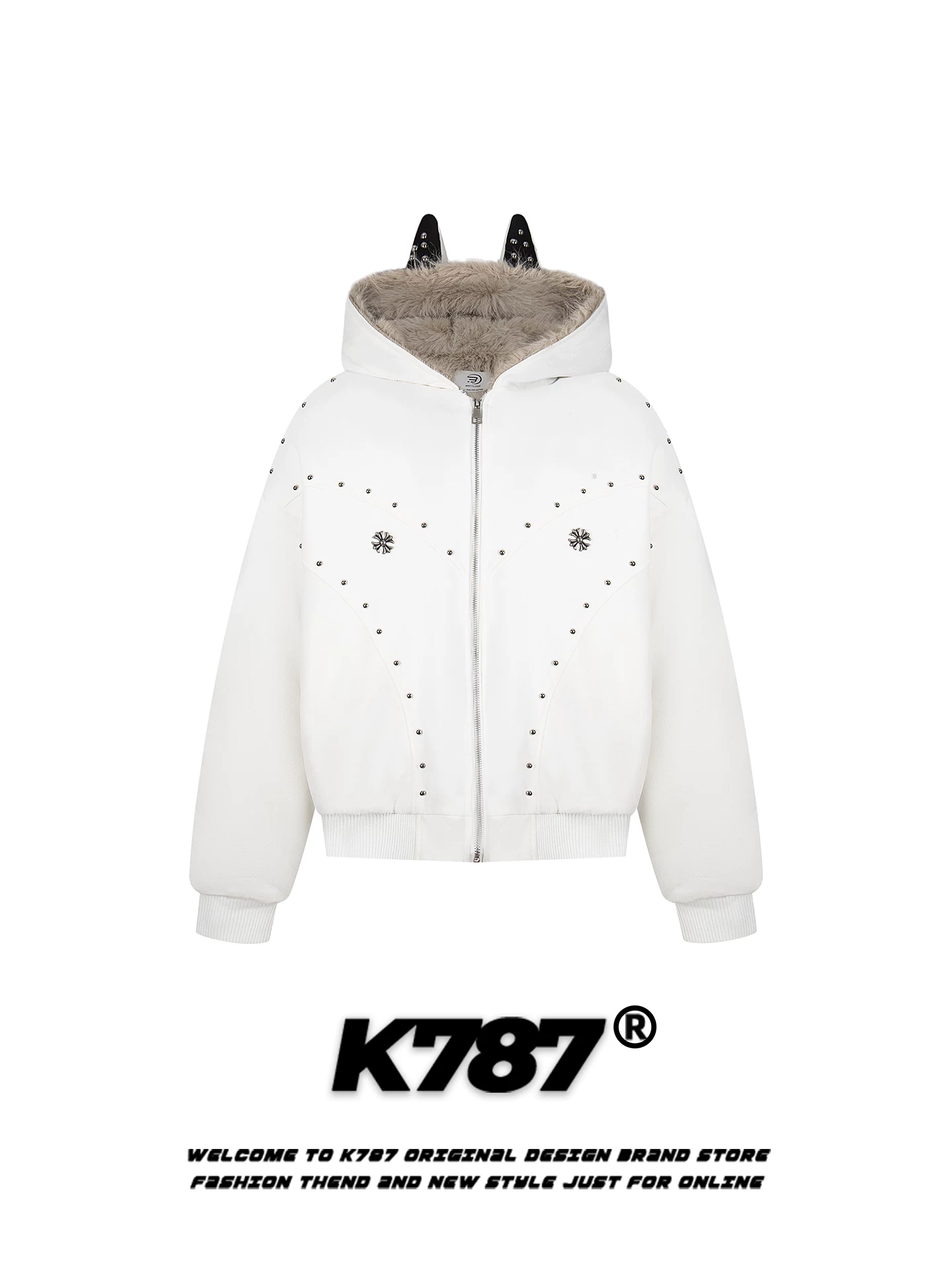 Áo khoác cotton có mũ trùm đầu kiểu Doberman Pinscher phong cách đường phố Mỹ K787 dành cho nam và nữ, áo khoác cotton dày dặn ấm áp bằng da lộn dáng rộng cho mùa đông.