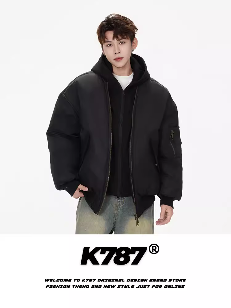 K787 Áo khoác parka có mũ trùm đầu dày hai lớp cổ điển kiểu Mỹ dành cho nam và nữ, áo khoác cotton dày dặn kiểu dáng quốc gia dành cho cặp đôi