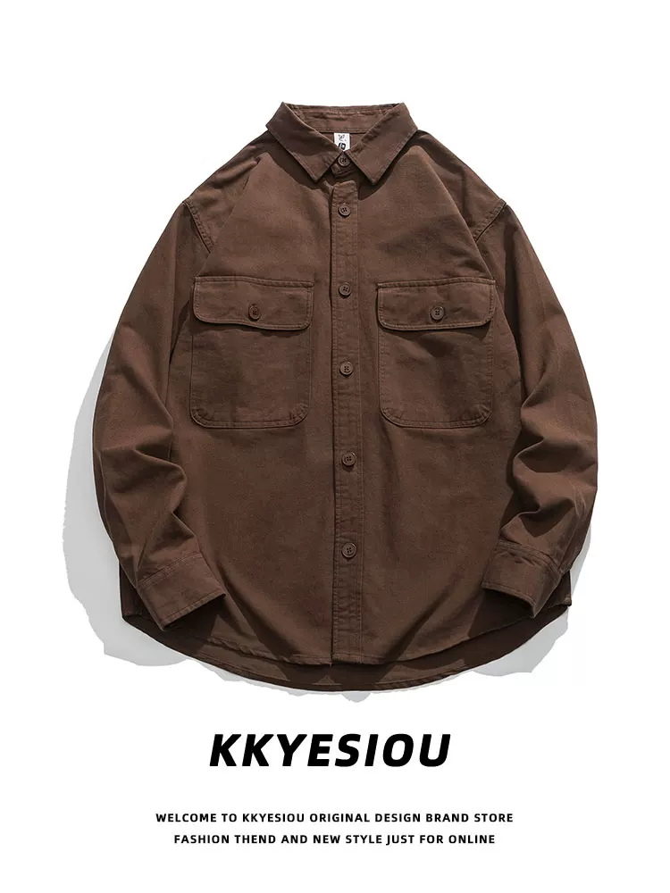 Áo sơ mi dài tay phong cách retro Mỹ của thương hiệu KKyesiou Melard, kiểu dáng unisex, cổ điển, dành cho cặp đôi, mùa xuân.