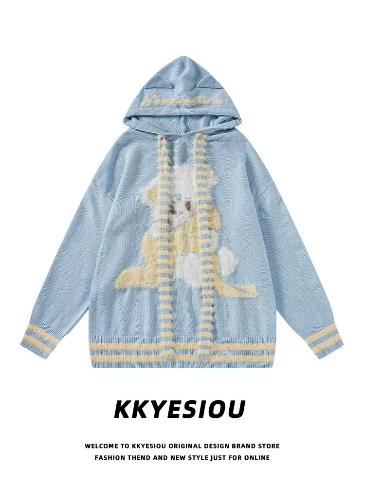 Áo hoodie unisex họa tiết mèo retro Mỹ, chất liệu nhung, kiểu nhuộm tie-dye, chất liệu len dopamine, dành cho cặp đôi