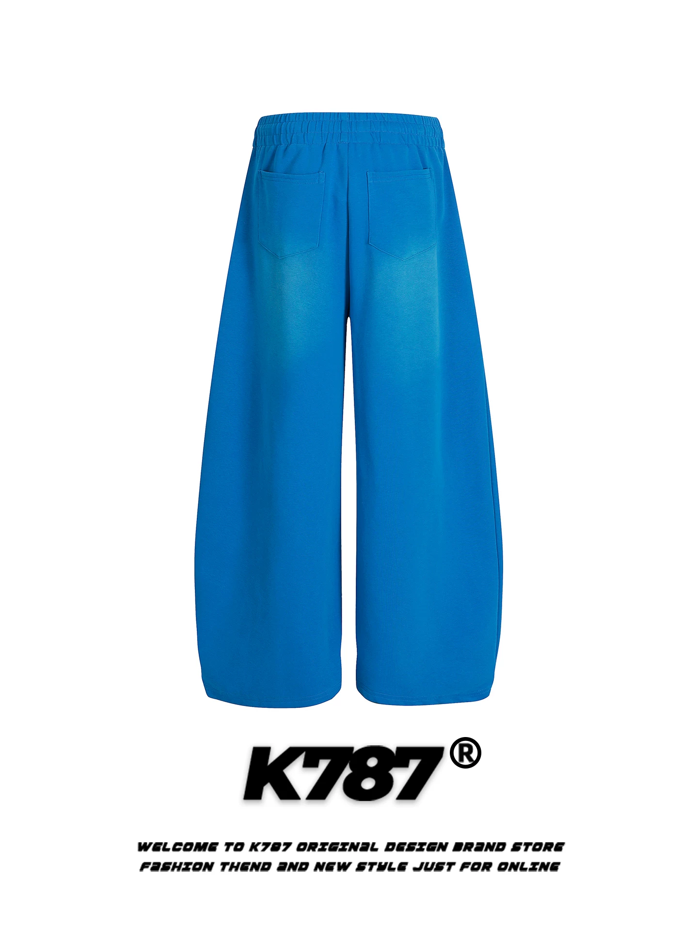Quần dài dáng rộng unisex phong cách retro Mỹ K787 màu xanh gradient, chất liệu mềm mại, thích hợp cho thể thao, nhảy đường phố, kiểu dáng rộng thùng thình, dài chấm đất.