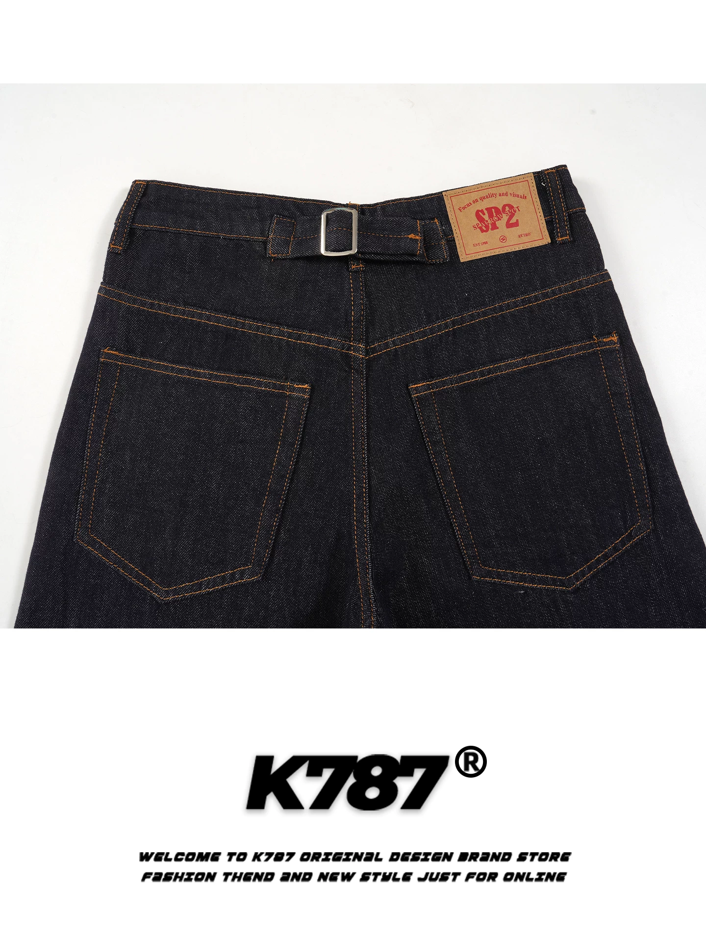 K787 Quần denim ống rộng kiểu dáng cổ điển kiểu Mỹ dành cho nam và nữ, lưng cao, đa năng, dáng rộng, màu tự nhiên, quần ống thẳng thông thường