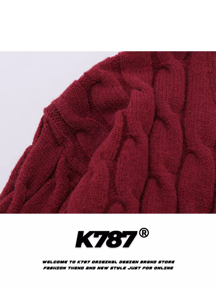 K787 phong cách giản dị áo len dệt kim năm hoàng đạo unisex trang phục năm mới 2025 lễ hội mùa xuân cặp đôi áo len màu đỏ áo khoác