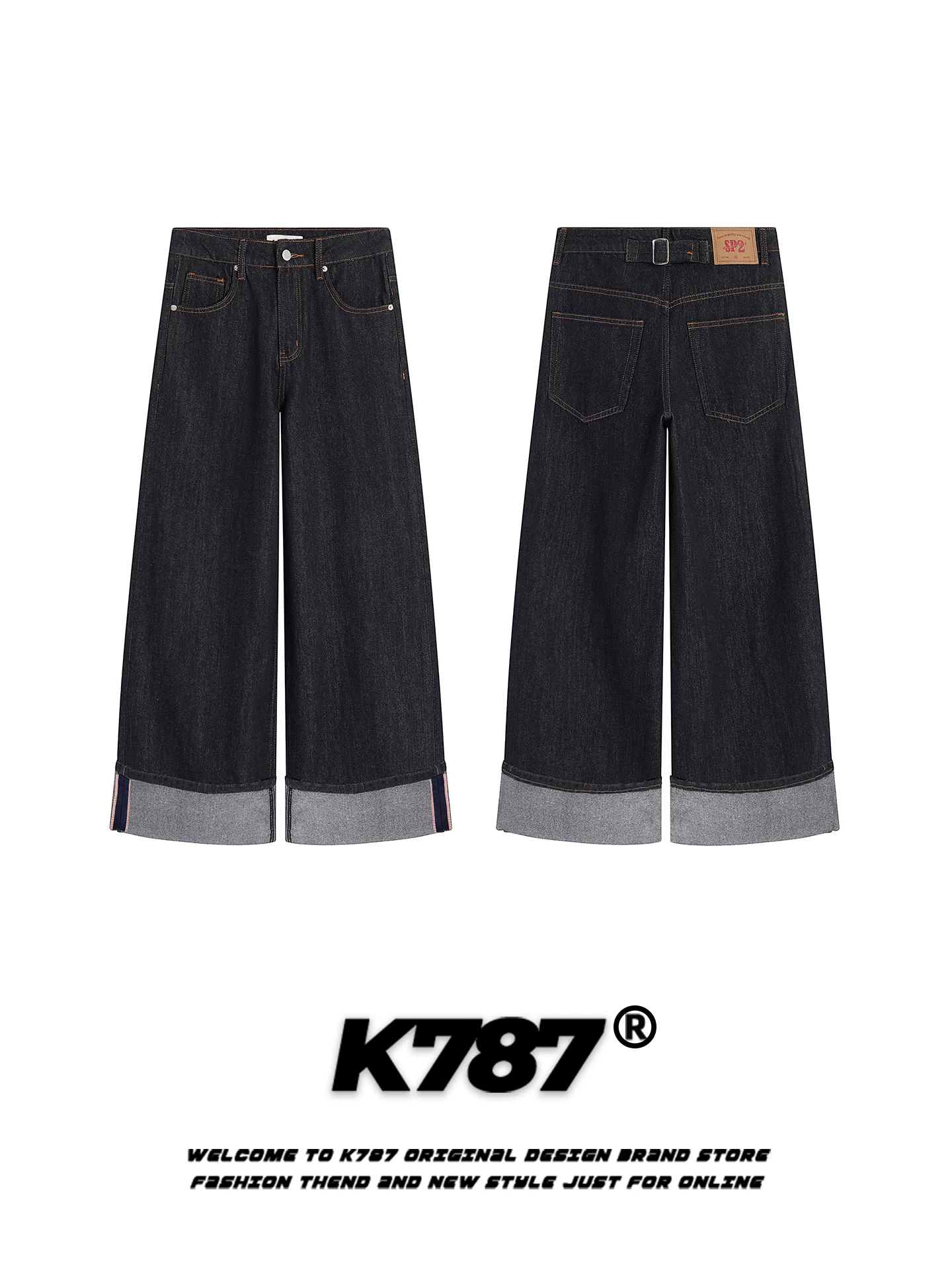 K787 Quần denim ống rộng kiểu dáng cổ điển kiểu Mỹ dành cho nam và nữ, lưng cao, đa năng, dáng rộng, màu tự nhiên, quần ống thẳng thông thường