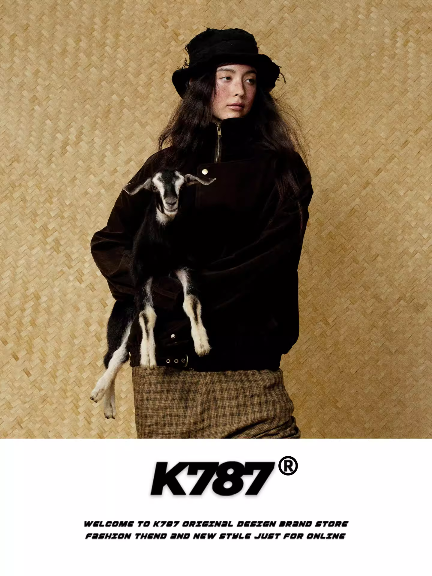 Áo khoác kiểu dáng cổ đứng, thiết kế retro Mỹ, chất liệu da lộn, kiểu dáng unisex, thời trang đường phố, ngắn, mã K787