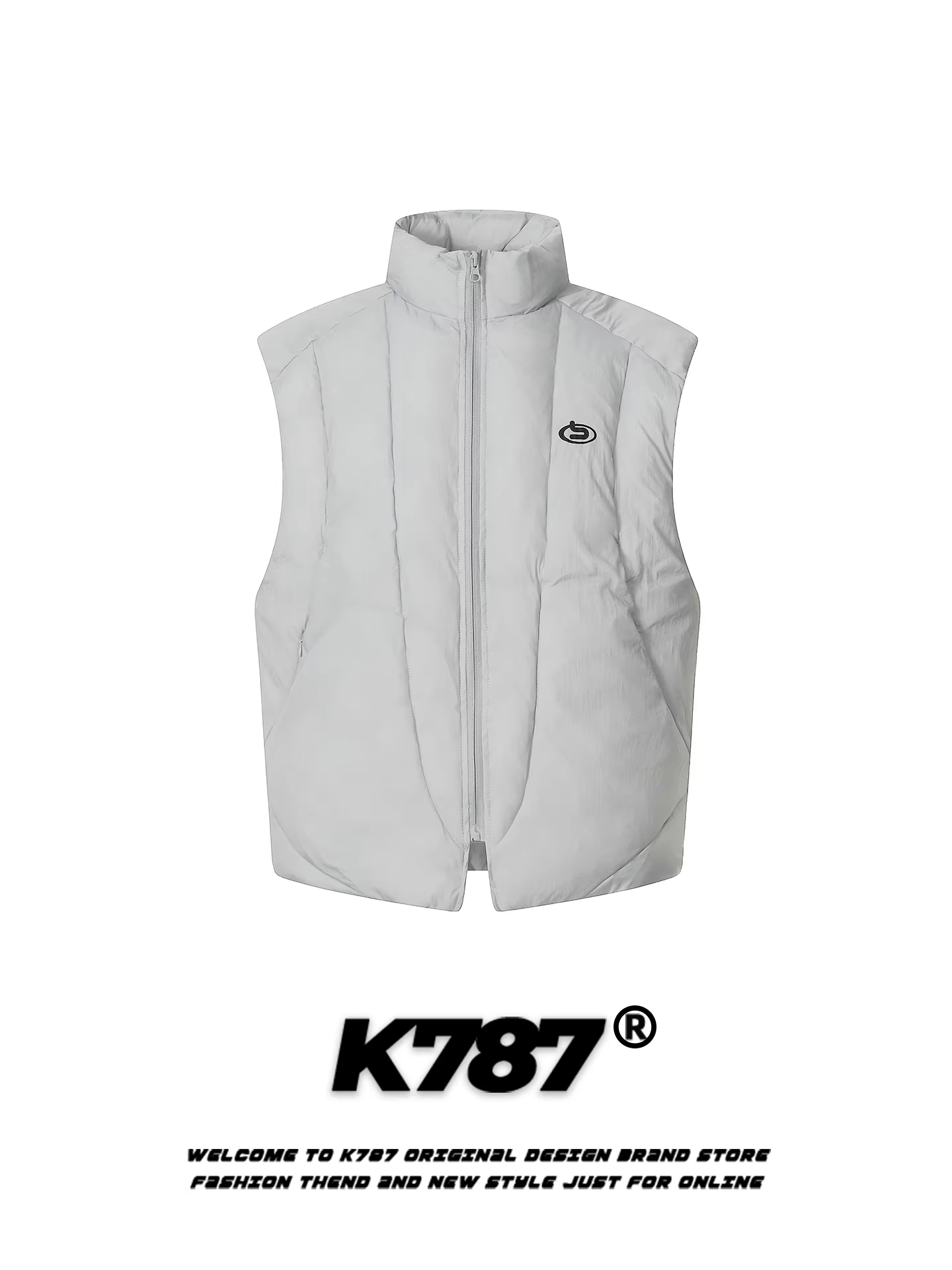 K787 Áo vest cổ đứng cleanfit cổ điển kiểu Mỹ dành cho nam và nữ, áo khoác cotton không tay dáng rộng giản dị ấm áp theo xu hướng quốc gia
