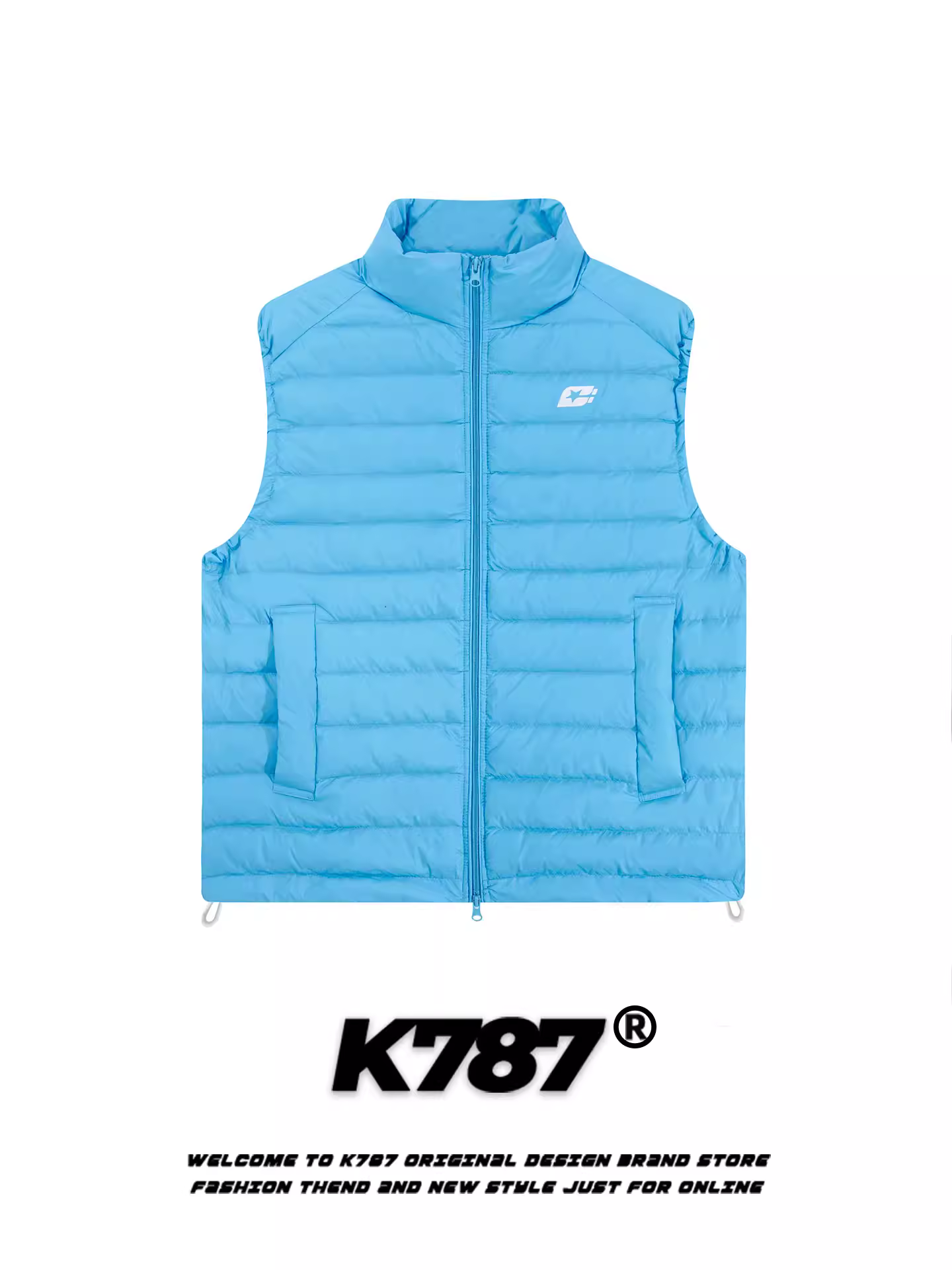 Áo gile phối lớp cổ đứng kiểu đường phố Mỹ K787 dành cho nam và nữ, áo gile cặp đôi màu trắng ấm làm từ lông vũ, áo khoác lông vũ mùa đông.