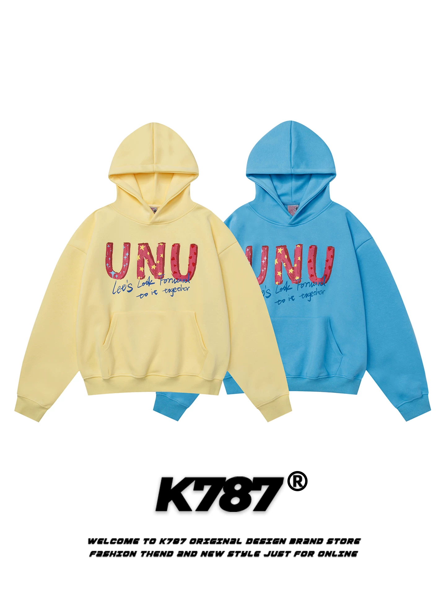 Áo hoodie in chữ phong cách đường phố Mỹ K787 dành cho nam và nữ, áo hoodie dáng rộng, thoải mái mùa thu đông, áo khoác ngắn cặp đôi