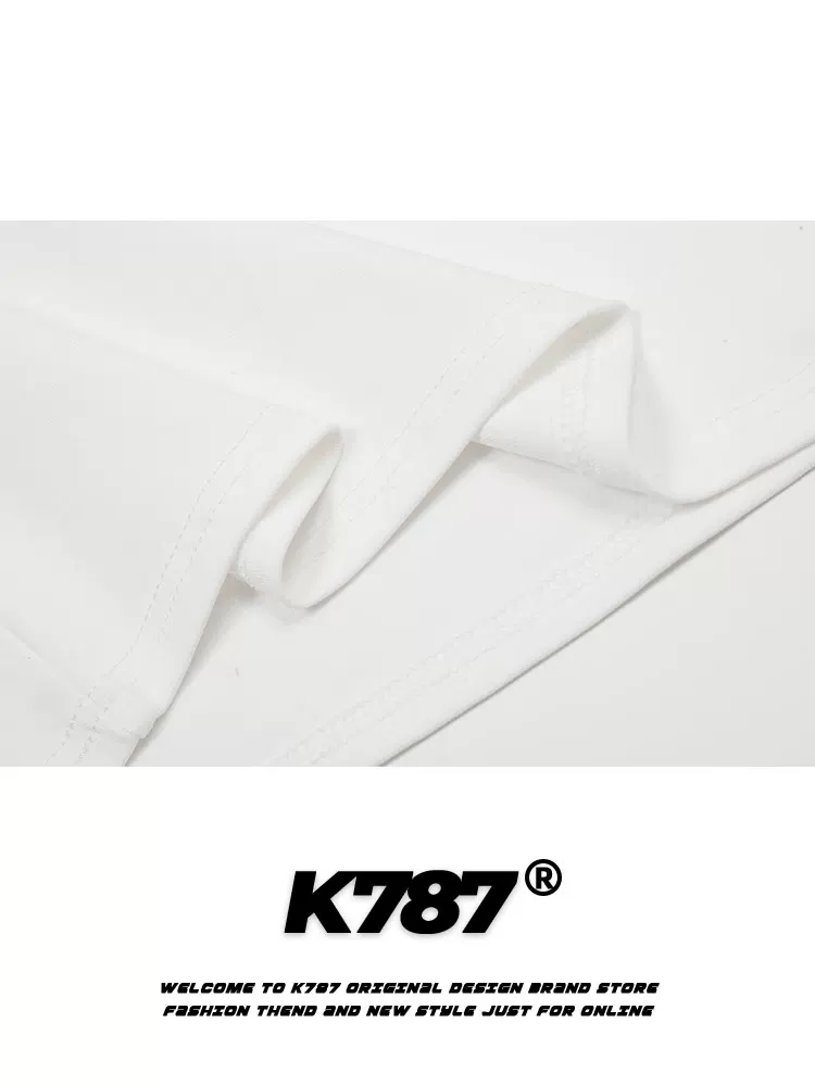 K787 Áo thun ngắn tay kiểu dáng cổ điển kiểu Mỹ vui nhộn dành cho nam và nữ, áo thun cặp đôi phong cách đường phố đa năng