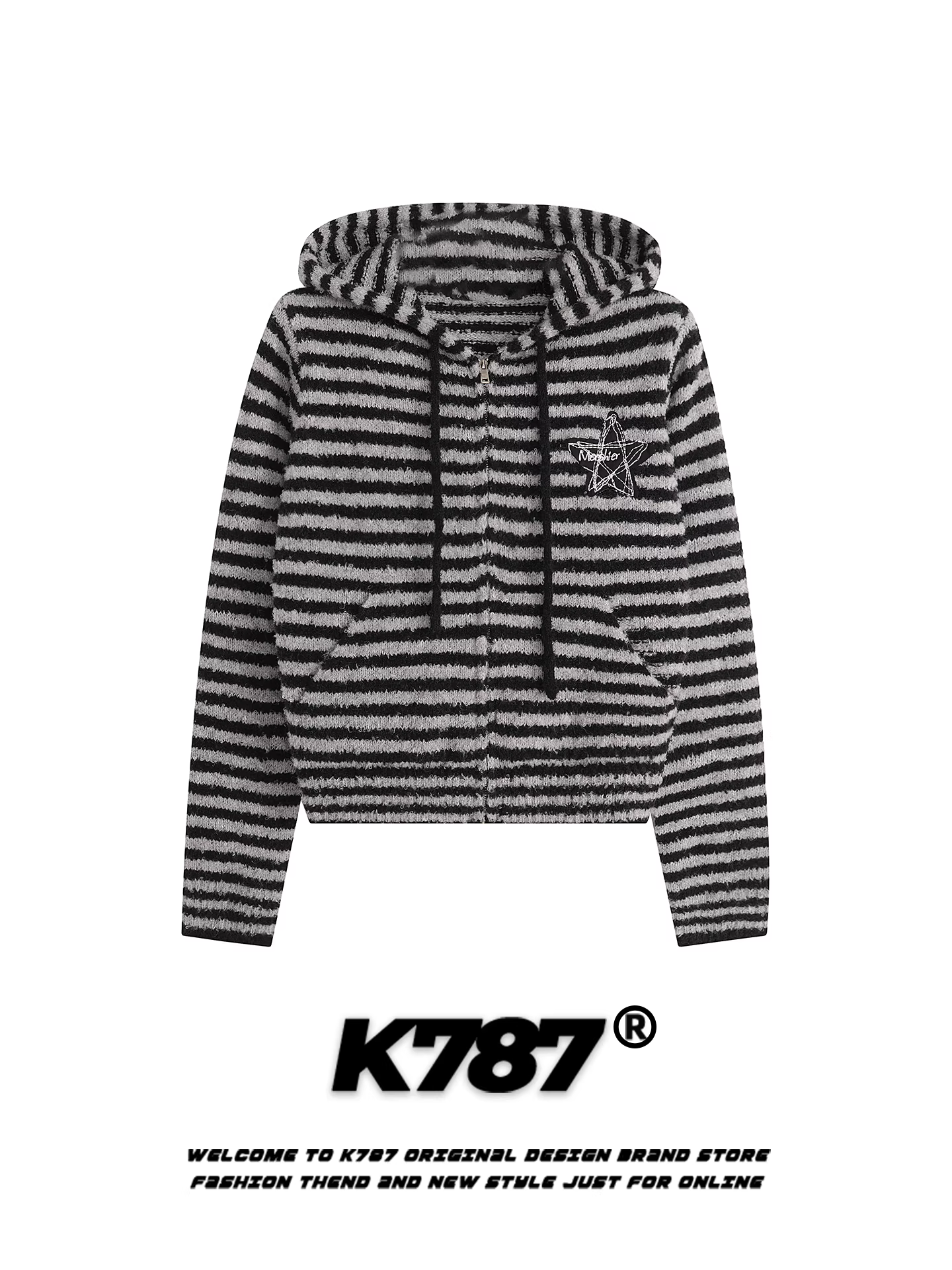 Áo len cardigan có mũ trùm đầu kiểu Mỹ cổ điển K787 dành cho nữ, kiểu dáng ôm sát, phong cách thoải mái, áo khoác ngắn dệt kim đi làm